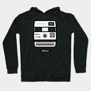 Smile Black and White Instant Retro Camera Hoodie